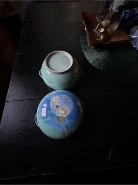 Hand Crafted Teal and Blue Glazed Ceramic Bowls
